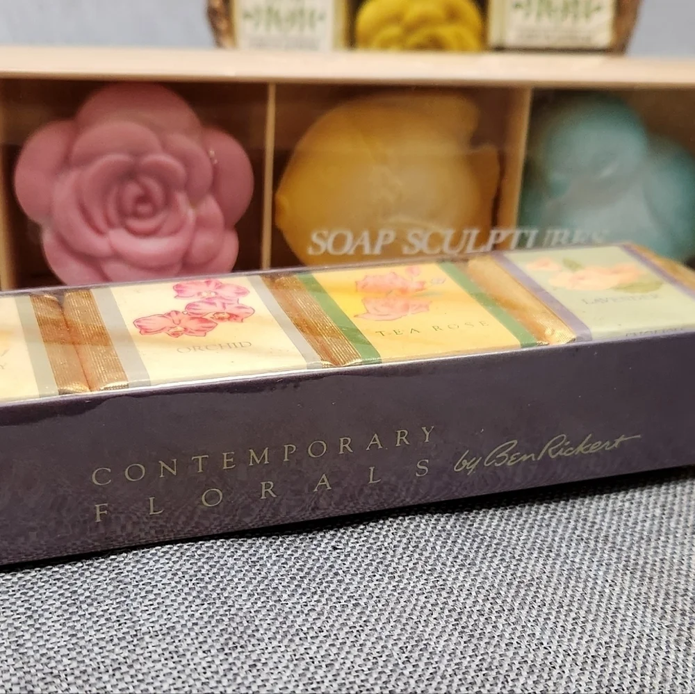 Vintage Ben Rickert Hand Soaps Floral & Sculpted. Lot of 3.